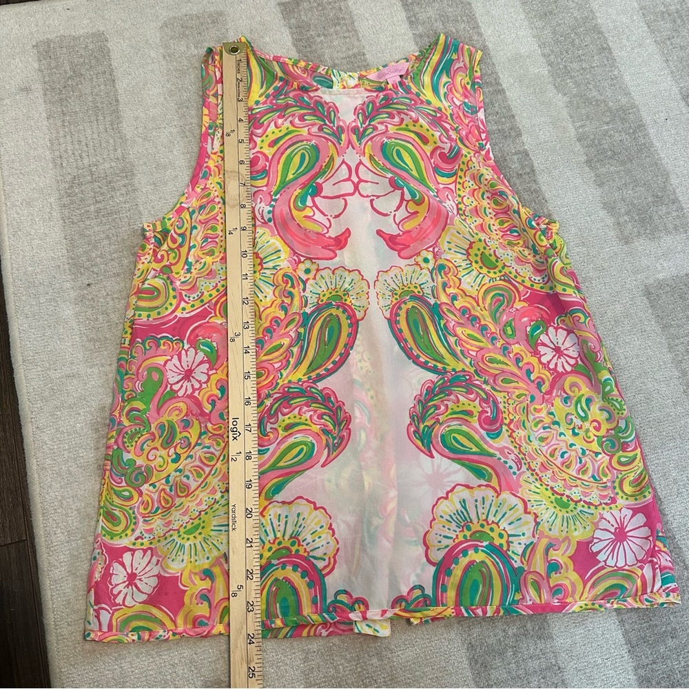 Lilly Pulitzer Iona Silk Shell Hotty Pink Double Trouble Tank (Size M) - Picture 8 of 9